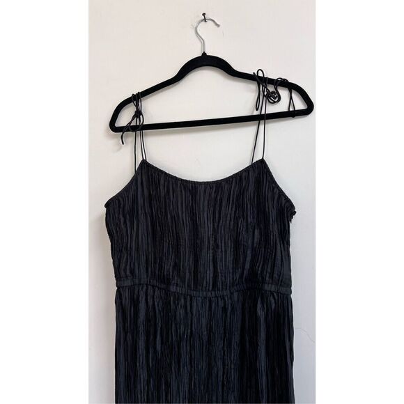 Ulla Johnson Womens Sheath Tie Strap Orla Crinkle Satin Maxi Dress in Noir Sz 12 - Picture 6 of 10